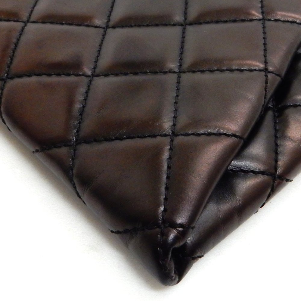 CHANEL METALLIC BROWN CLUTCH W/ RED LINING! WOW! - Picture 7 of 11